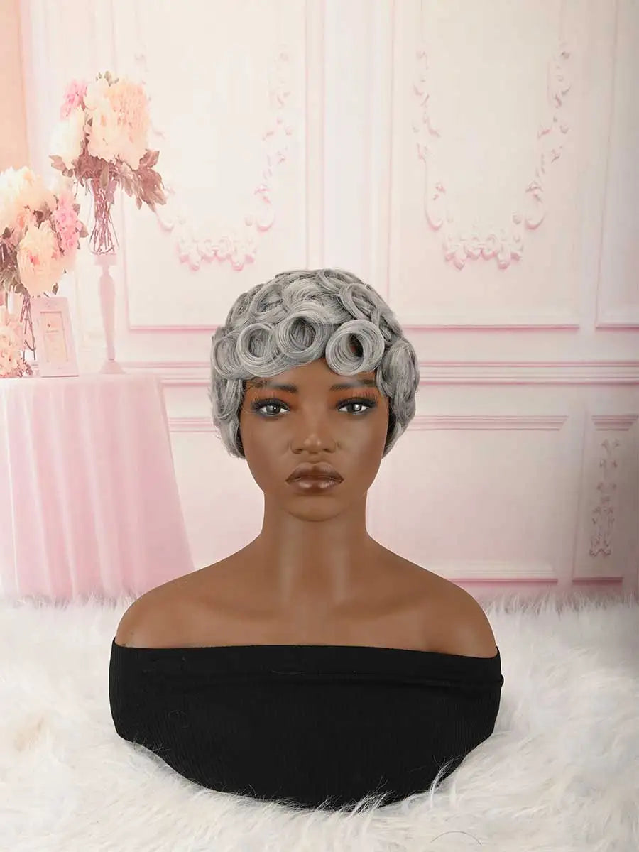 Short Pixie Brown Wigs Short Curly Pixie Wigs Synthetic Wigs Natural Wavy Pixie Cut Wig Short Curly Layered Pixie Wig