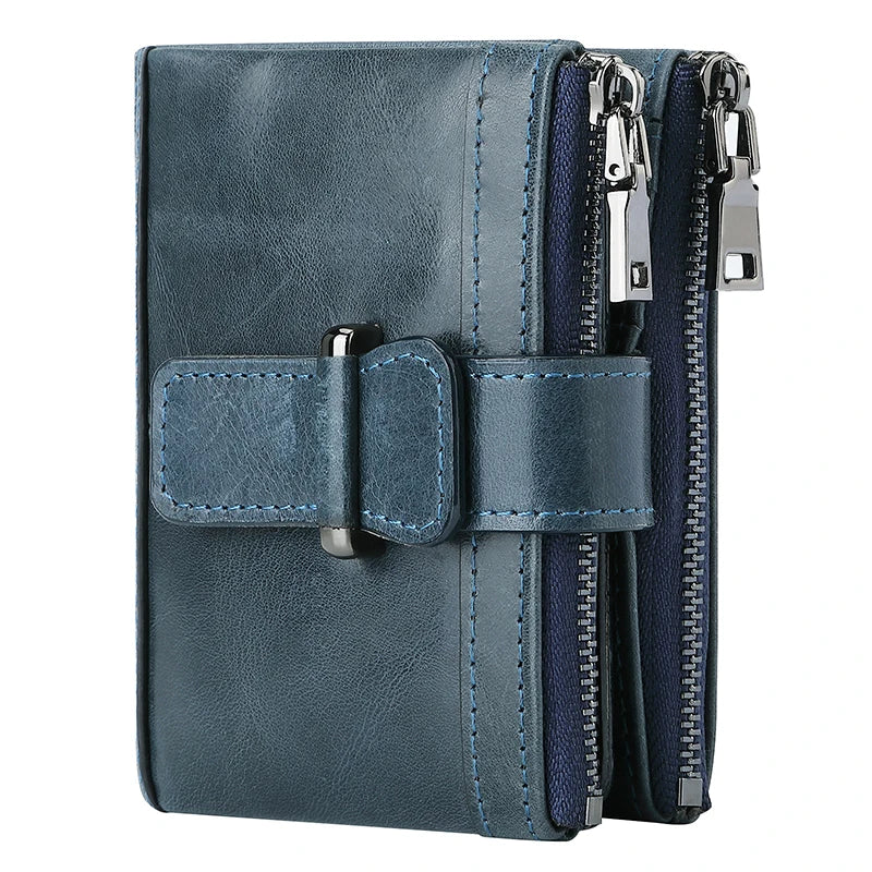 Cartera de lujo de diseño para hombre, carteras de hombre de cuero genuino, RFID de alta calidad, monedero para hombre, tarjetero, carteras vintage