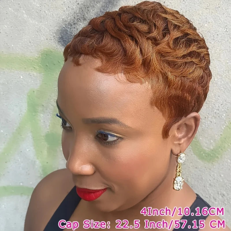 Short Pixie Cut Human Hair Wigs for Women Short Wigs Human Brazilian Hair Light Brown Wig #30 Natural Look Machine Made Wig
