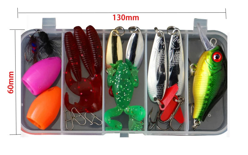 Juego de kits de señuelos de pesca, señuelos artificiales duros, plantillas de metal, cucharas, señuelos blandos, cebo de pesca de silicona, accesorios de aparejos de pesca, Pesca