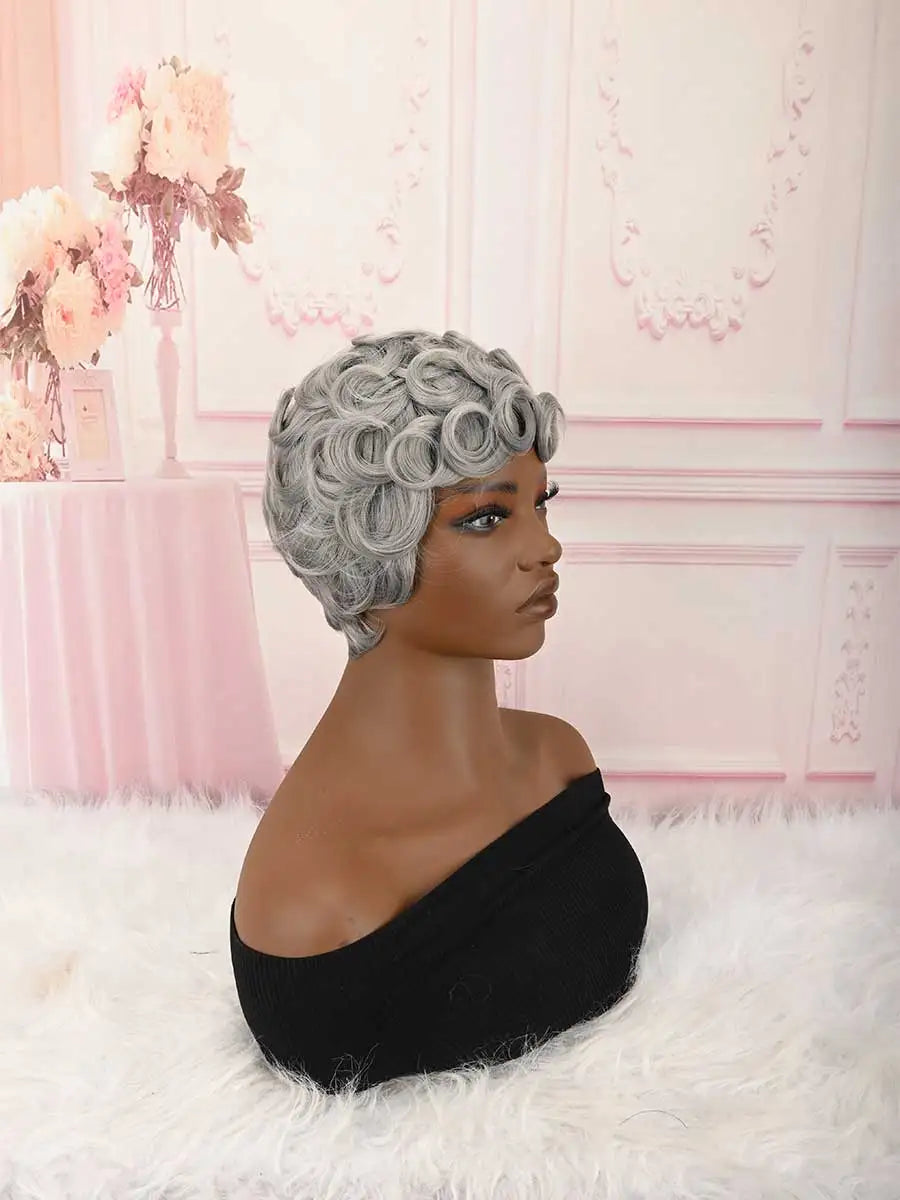 Short Pixie Brown Wigs Short Curly Pixie Wigs Synthetic Wigs Natural Wavy Pixie Cut Wig Short Curly Layered Pixie Wig