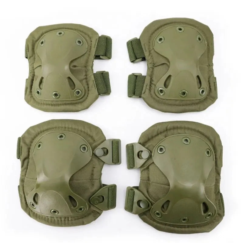 Set de 4 Protectores Tácticos Exteriores Rodilleras Coderas para Ciclismo al Aire Libre Montañismo y Senderismo Protección Deportiva