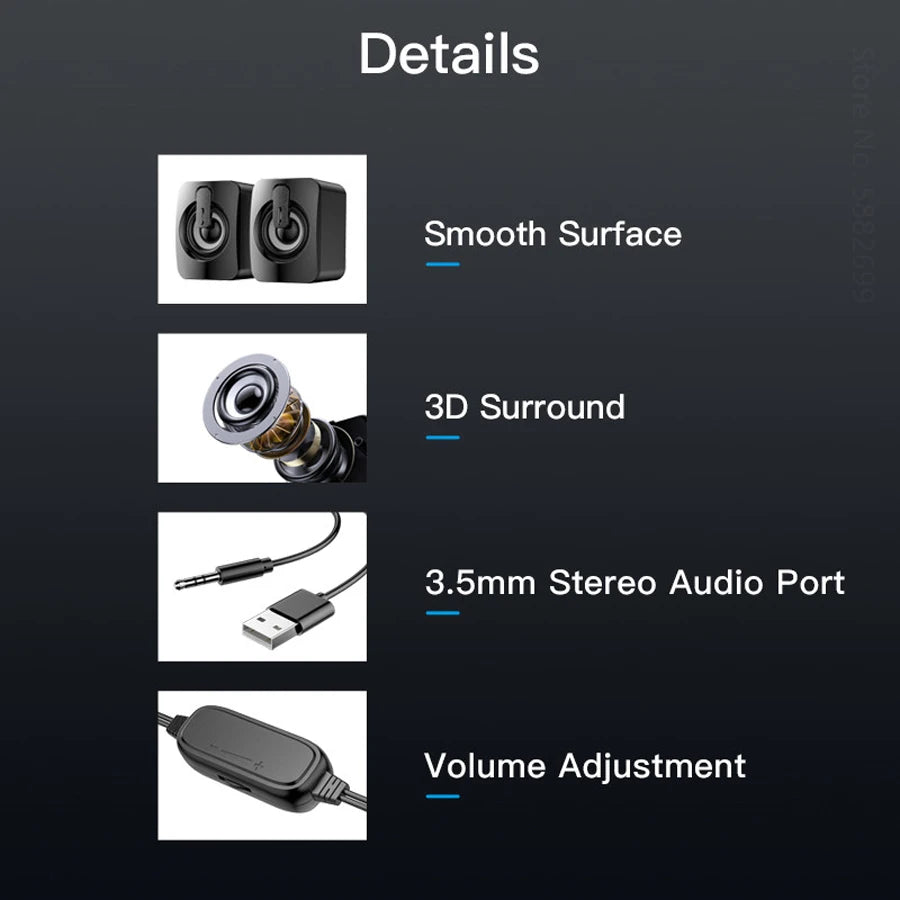 Altavoz de computadora para PC portátil de escritorio Caixa De Som Caja de sonido Sistema de audio de música Bocina Columna Acústica Columna Unidad amplificada