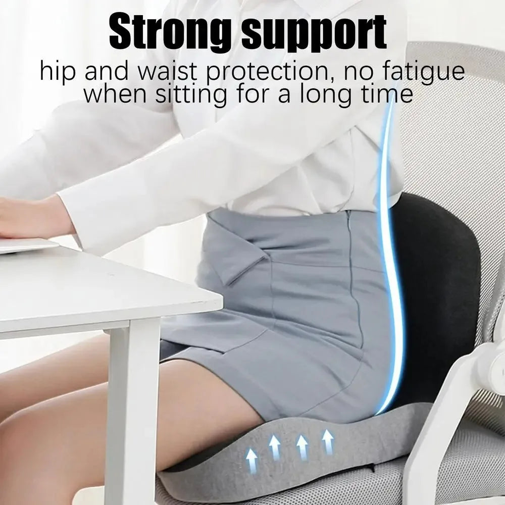 Cojín de respaldo de espuma viscoelástica cómodo, transpirable, antideslizante, cojín de silla de diseño de una pieza, protección de cintura, cojín de asiento de camión