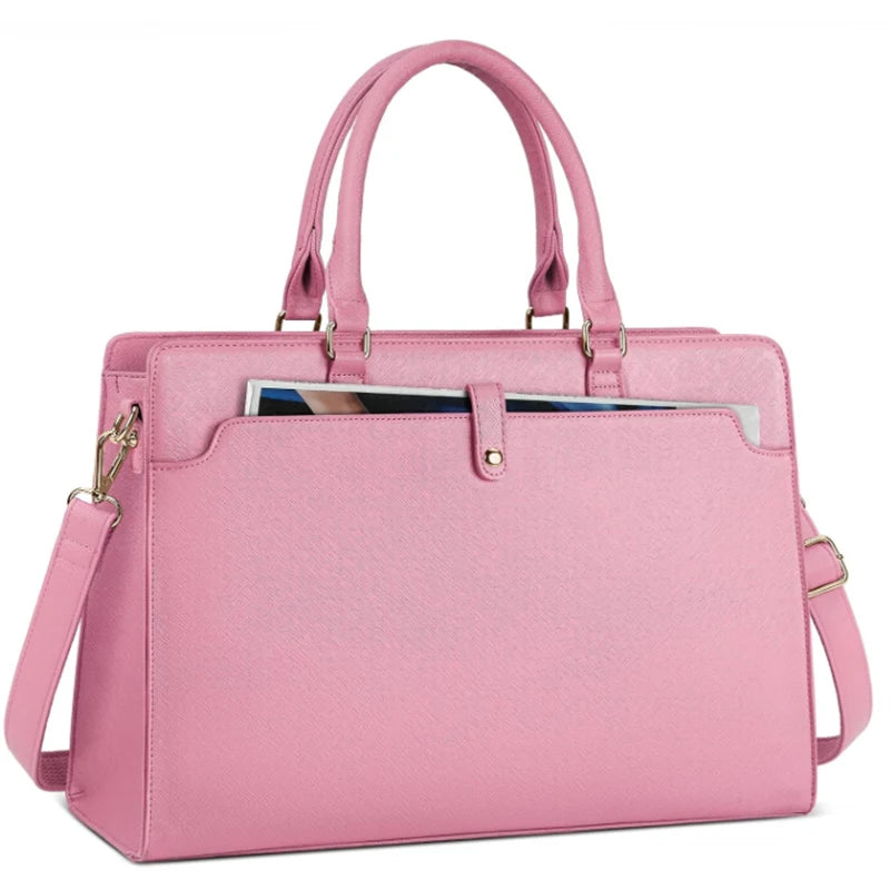 Large Capacity Laptop Bag for Women 15.6 Inch Laptop Tote Bag Leather Work Bag Waterproof Briefcase Business Office Computer Bag