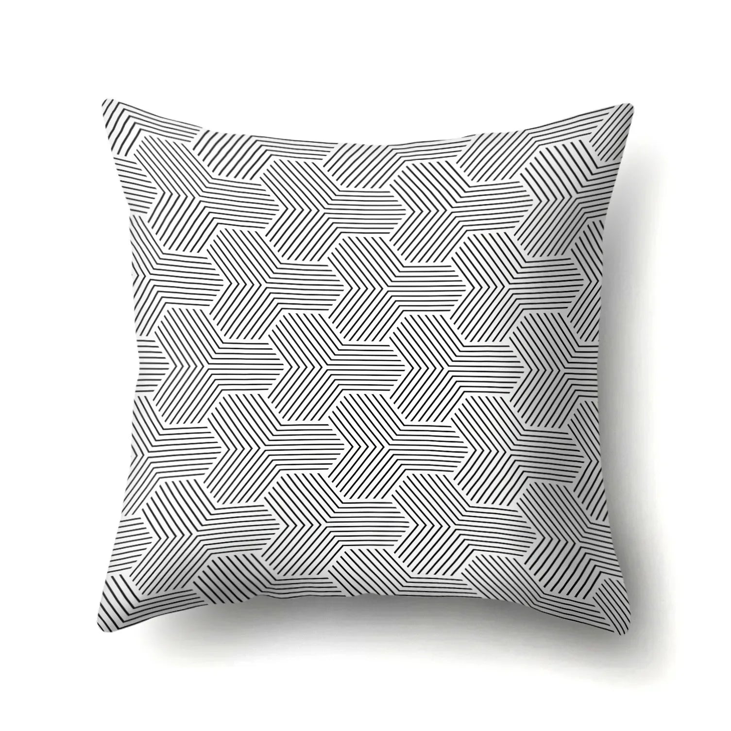 Funda de Almohada Abstracta Retorcida en Blanco y Negro Funda de Almohada Geométrica de Moda para Sofá de Sala de Estar o Dormitorio