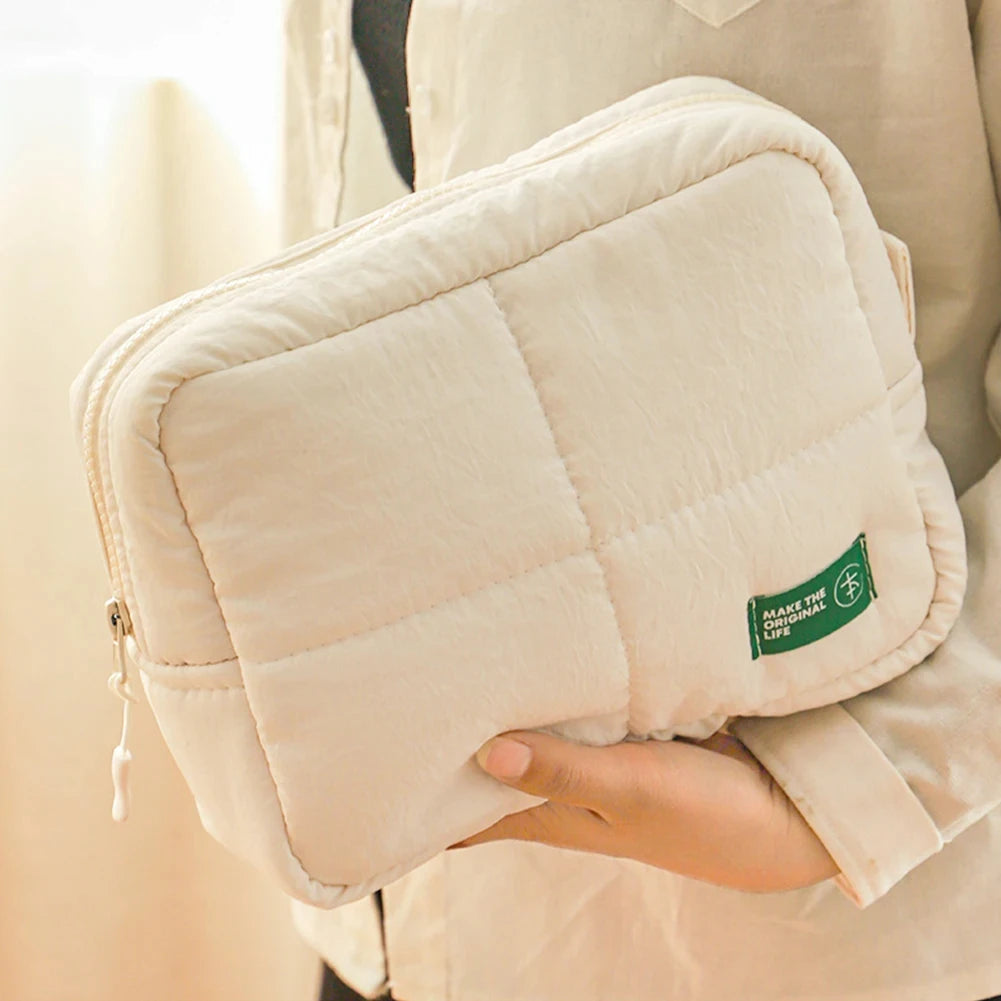 Bolso de maquillaje acolchado para mujer, neceser de maquillaje, bolso estético para cosméticos, neceser de cosméticos impermeable acolchado, bolso de viaje para exteriores