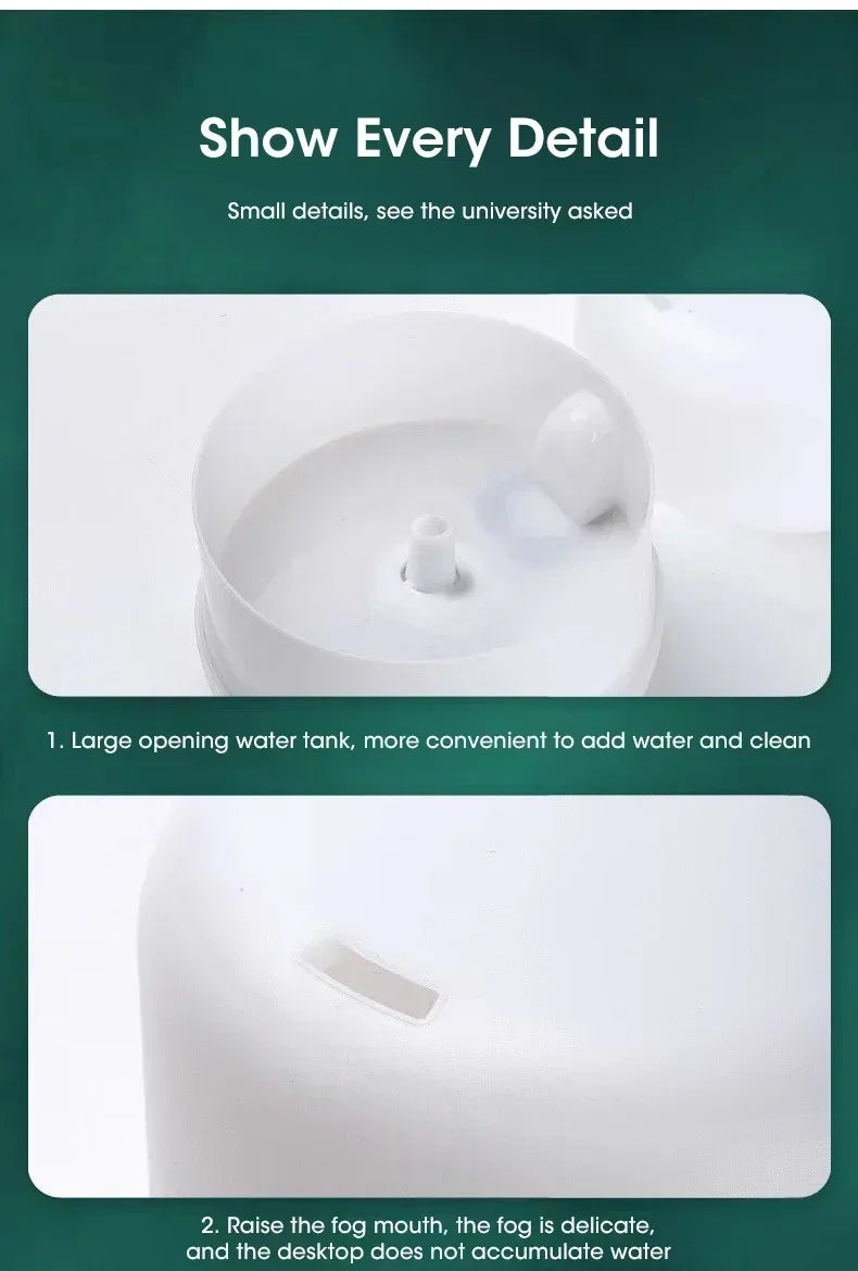 500ML Air Humidifier Essential Oil Diffuser Aroma Diffuser With Dual Color Night Lights USB Humidifier Mini-Size Humidifier