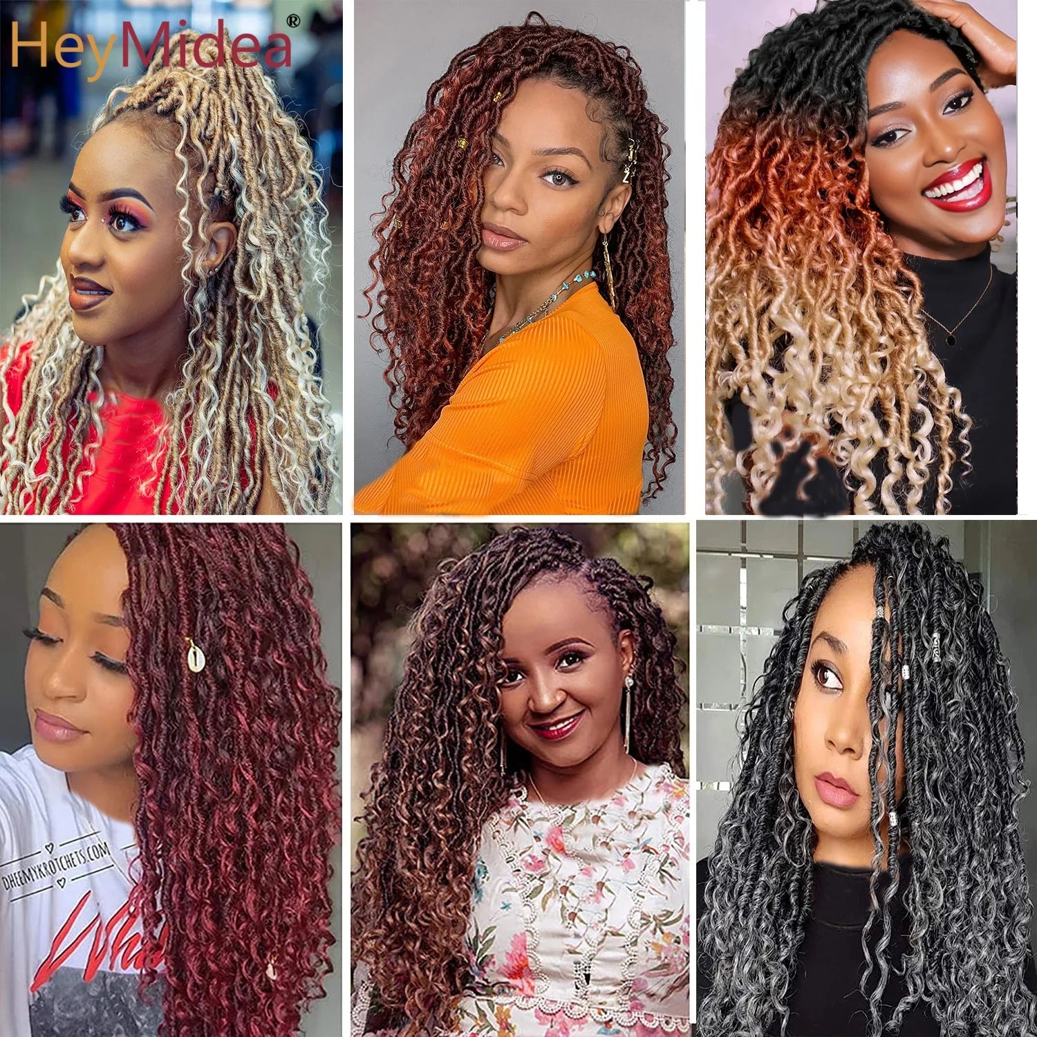 Synthetic Goddess Locs Crochet Hair Braids Curly Faux Locs Braiding Hair Extensions Wig For Women Black Hippie Boho Style
