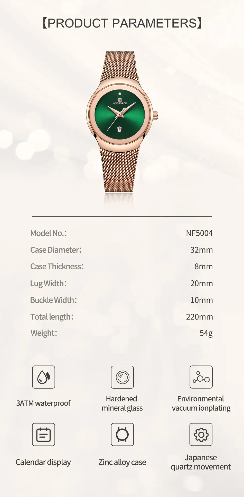 NAVIFORCE 2024 Relojes de mujer Lujo Oro Rosa Ultra Fino Reloj de Señora Lujo Impermeable Reloj de Pulsera de Cuarzo Mujer Reloj Femenino