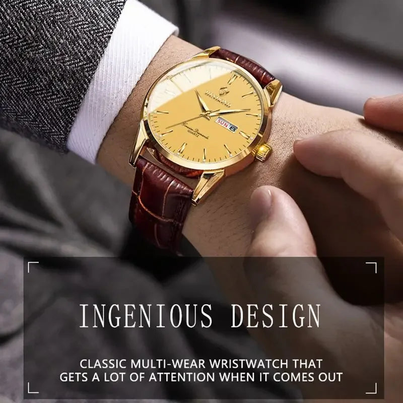 Hombre Reloj Superior Marca de Lujo Reloj de Pareja para Mujer Hombre Reloj Impermeable Calendario Masculino Relojes de Pulsera de Cuarzo Correa de Cuero Señoras