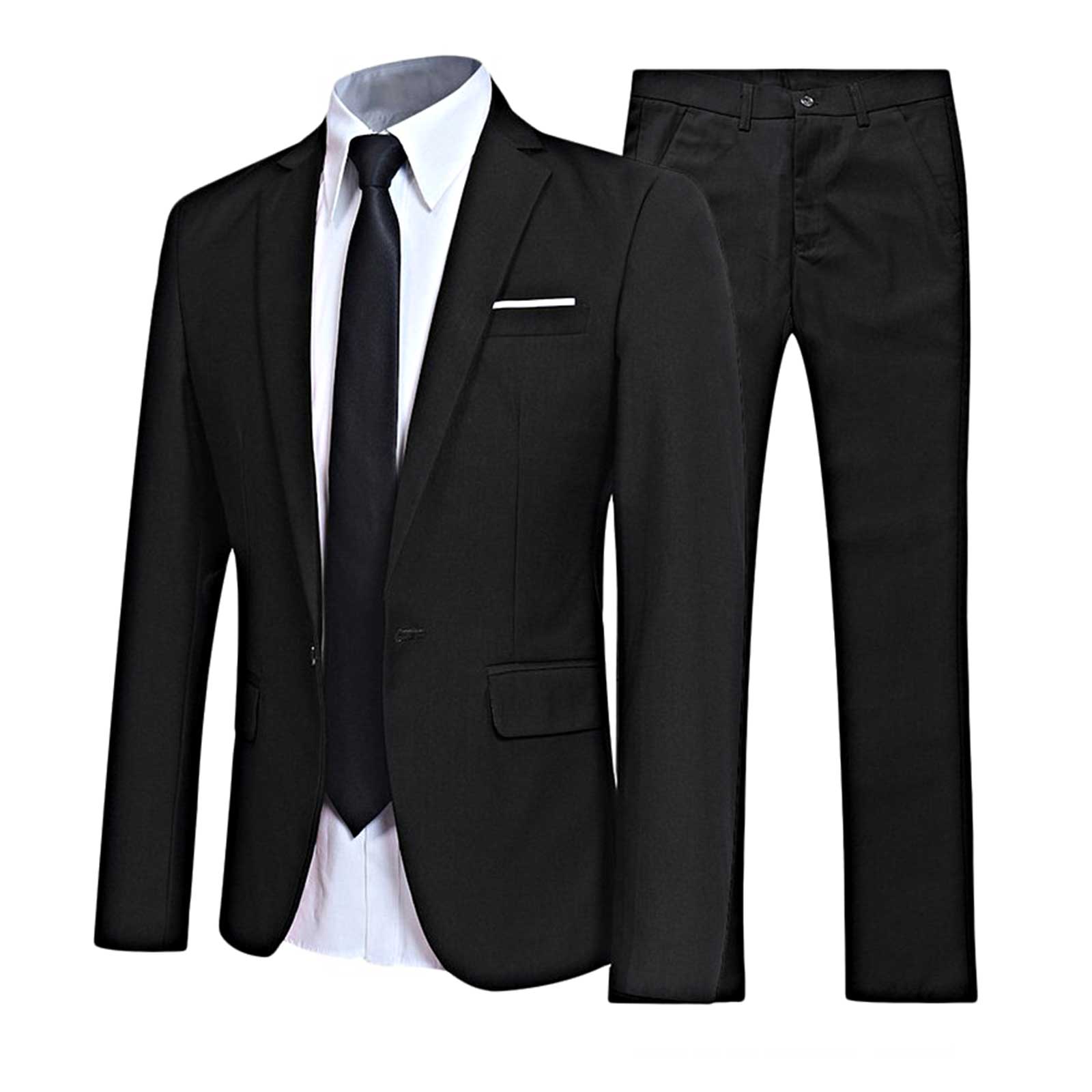 Traje de hombre de caballero de 2 piezas, uniforme formal, chaqueta de blazer de manga larga con solapa y pantalón, trajes para reuniones de oficina, negocios y fiestas de boda