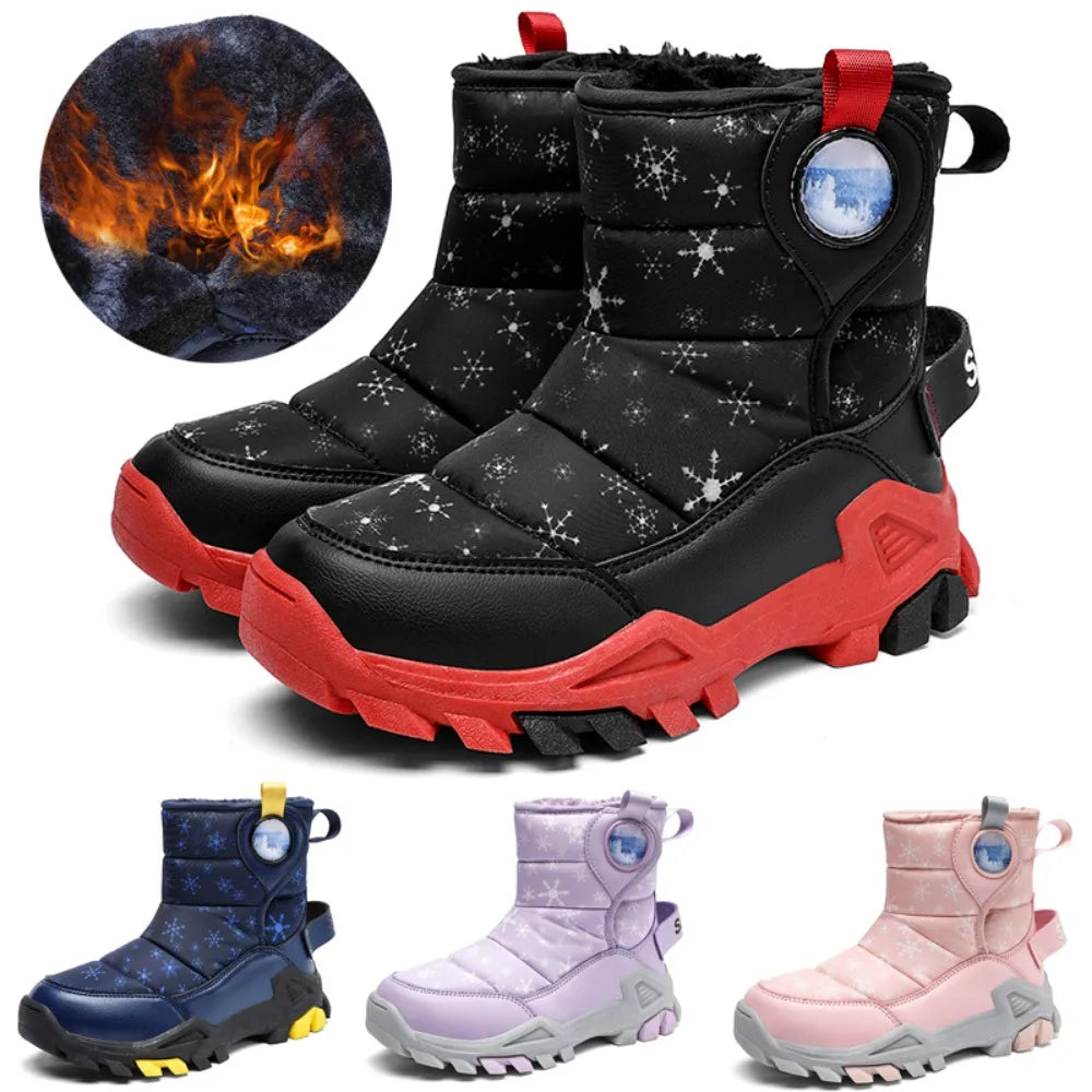 Children Snow Boots Girls Boys Fashion Sneakers Winter Kids Keep Warm Sport Fashion Leather Shoes Outdoor Snow Ankle Boots New