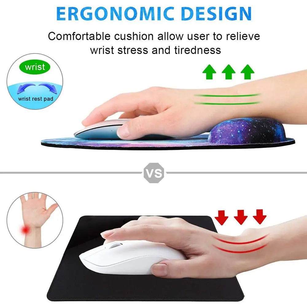 Alfombrilla de ratón de silicona con reposamuñecas, soporte ergonómico para la mano, alfombrilla antideslizante para ratones de juego, alfombrilla suave para ordenador de escritorio o portátil