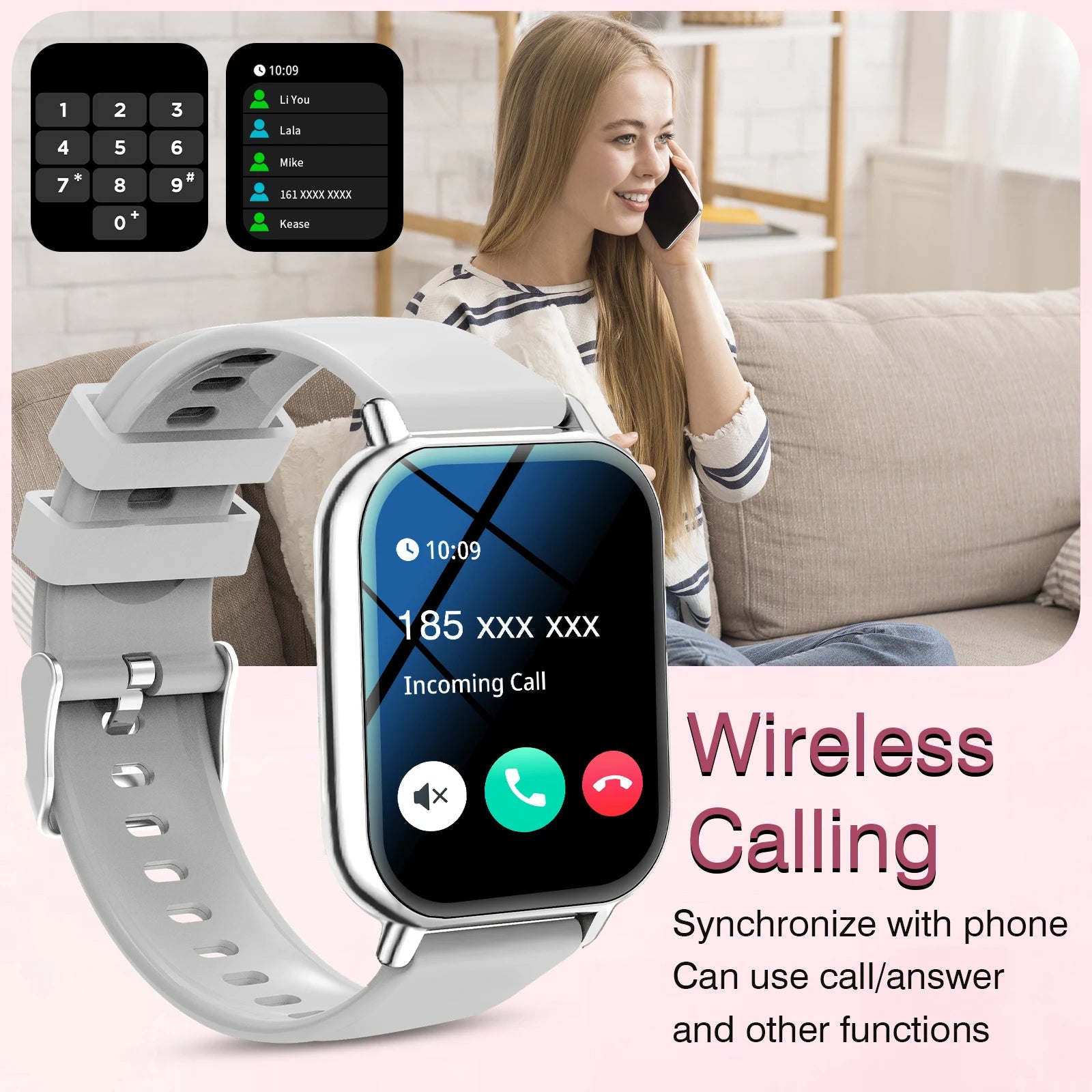 Reloj inteligente, para hombres y mujeres, llamadas inalámbricas, monitor de actividad, pantalla de 2.01 pulgadas, reloj inteligente deportivo
