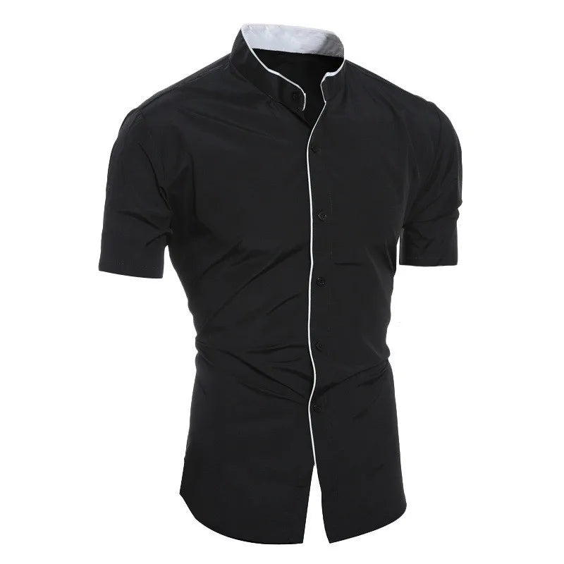 Nueva camisa de manga corta para hombre, lisa, informal, para ir al trabajo