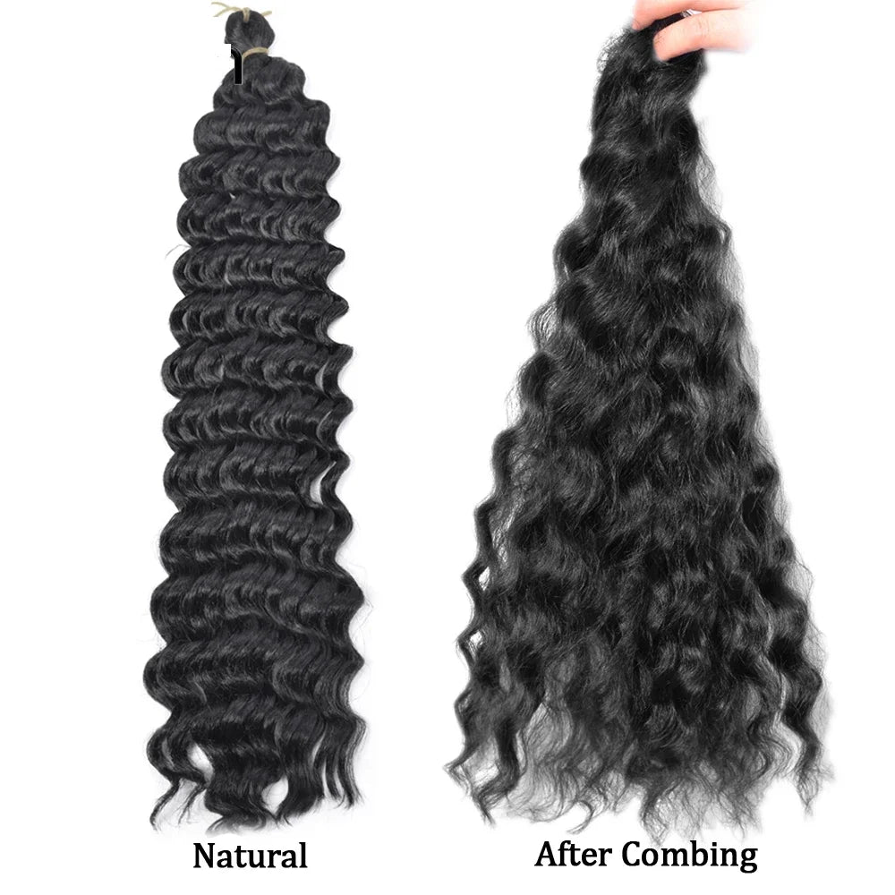Syntetisk 22 tommers dyp bølget vri heklet hår syntetisk afro krøllete hår heklet fletter ombre brun flettehår extensions