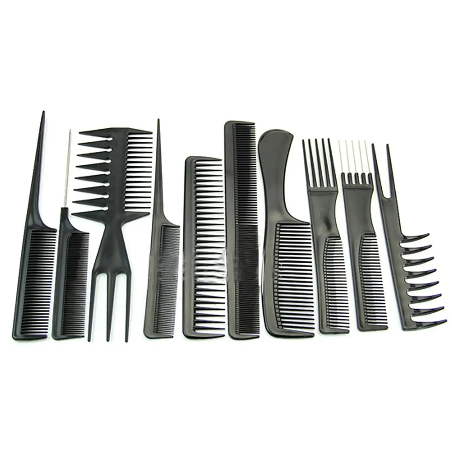 Ensemble de 10 peignes de coiffure professionnels, peignes plats en plastique noir