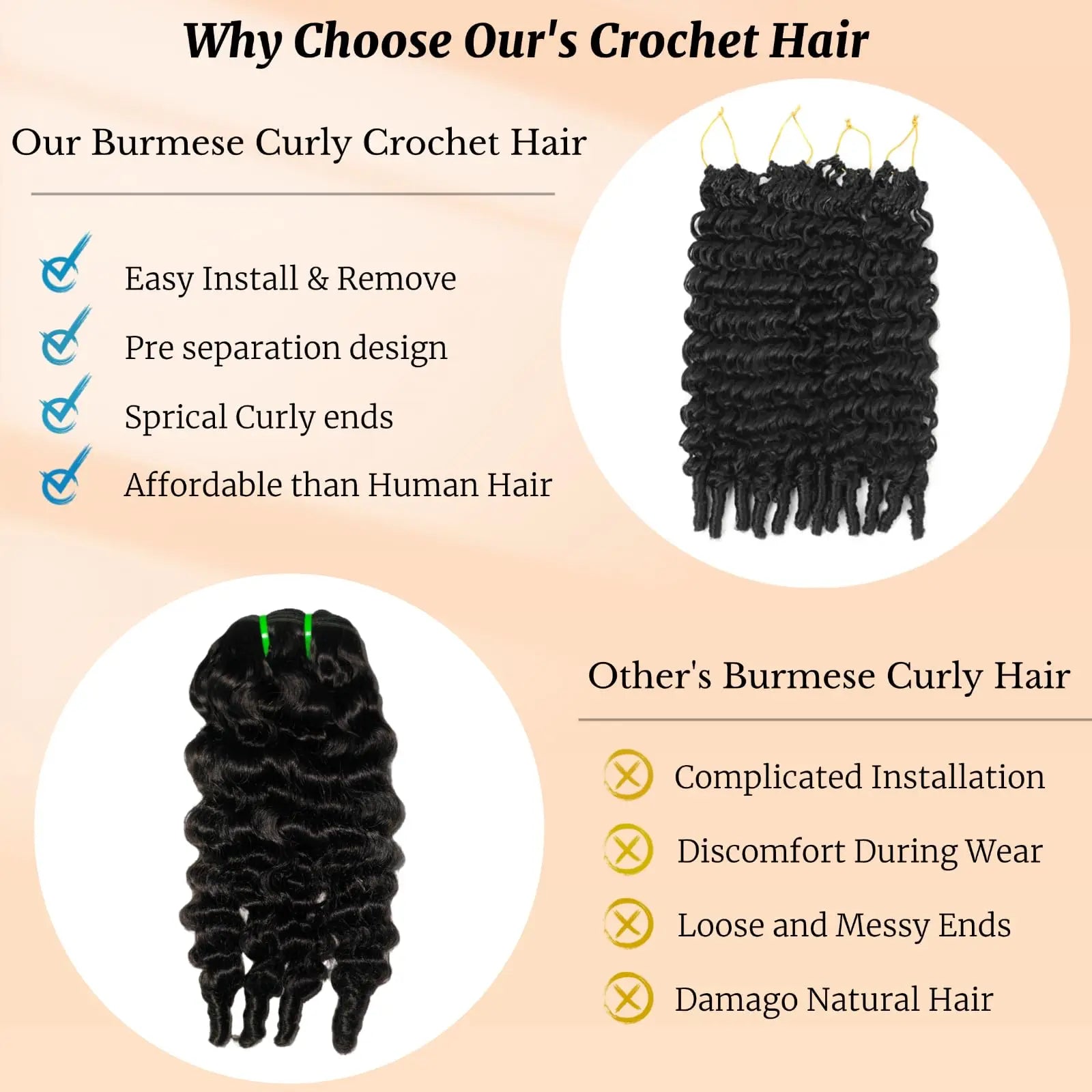 Burmese Curly Crochet Hair