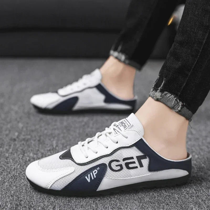 Nueva Tendencia de Pantuflas para Hombre Zapatos Baotou para Hombre Verano Transpirable Zapatos Casuales Planos Vulcanizados Zapatillas Deportivas Masculinas Zapatos Semi Abiertos