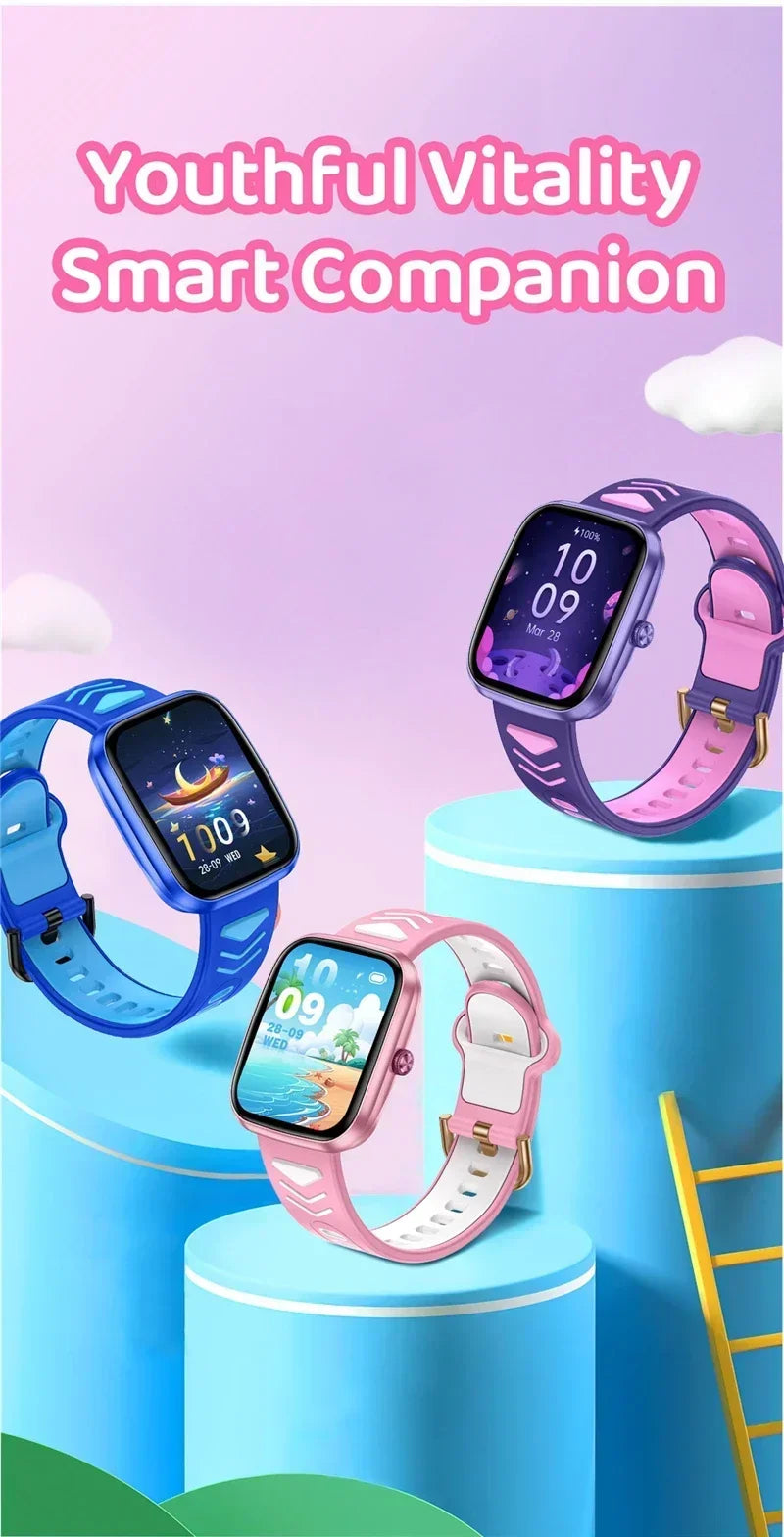Montre connectée pour enfants, écran tactile HD de 1,75 pouce, bracelet connecté pour jeux et musique, cadeau idéal pour garçons et filles, compatible avec iOS et Android