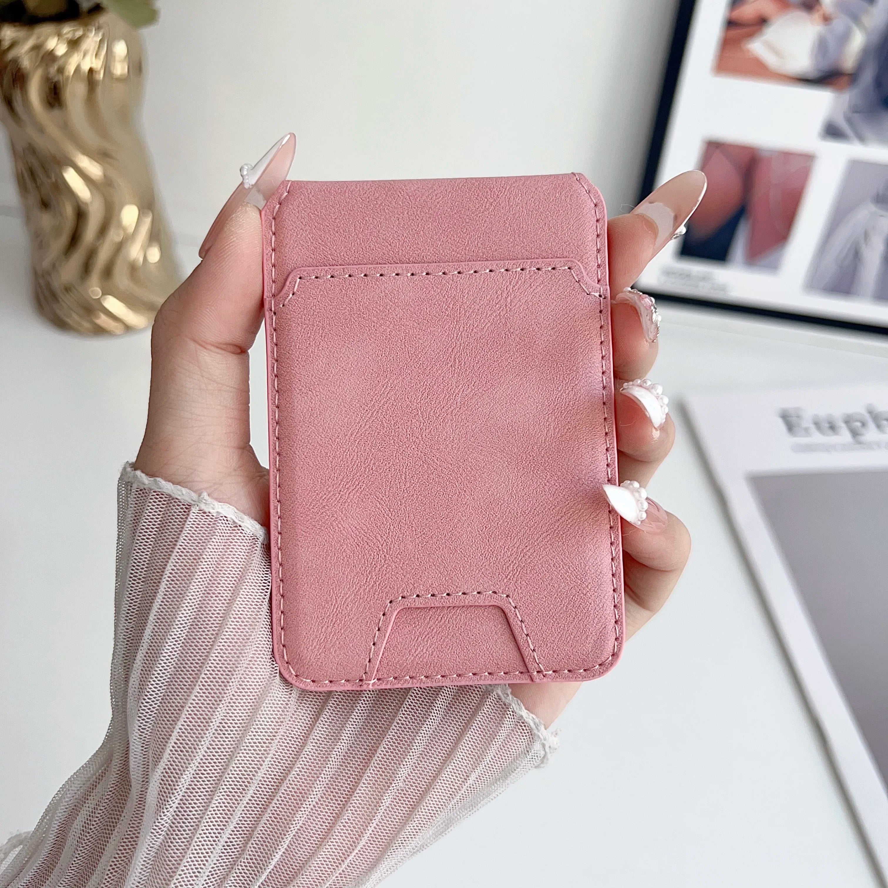 For Magsafe Magnetic Pu Leather Wallet Stand Credit Card Holder for Iphone 16 15 14 13 12 Pro Max Card Holder Phone Bag Cover