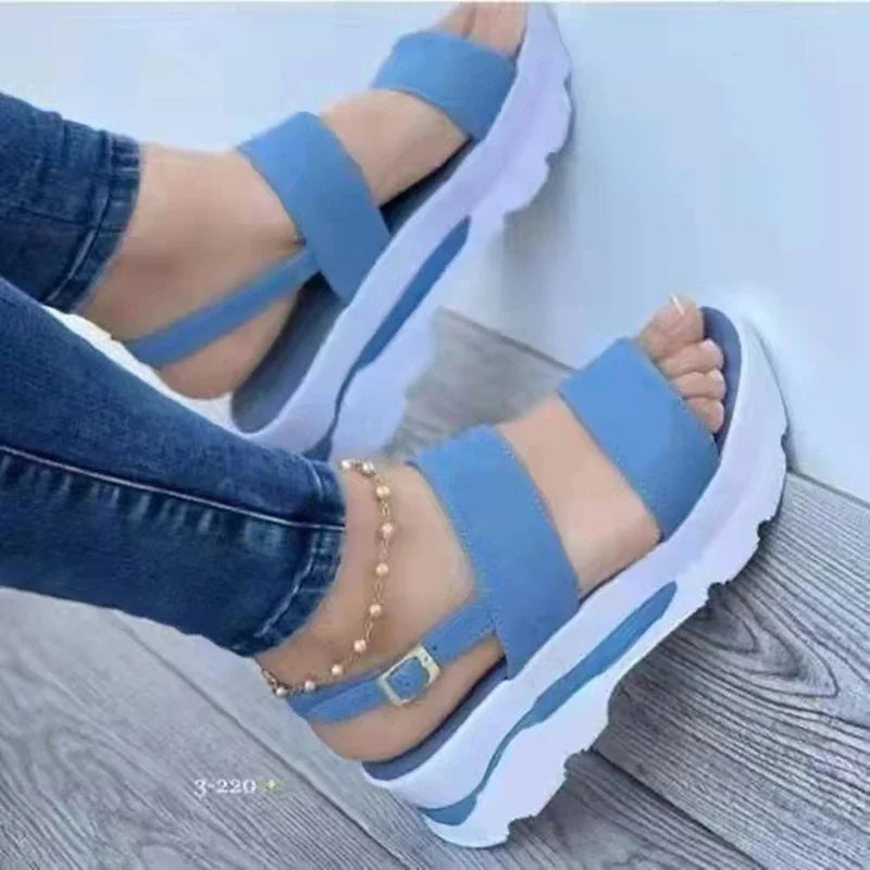 Sandalias de cuña para mujer, nuevas sandalias de verano para mujer, zapatos de plataforma baja, sandalias de tacón, zapatos de moda, calzado de mujer, zapatos de cuña