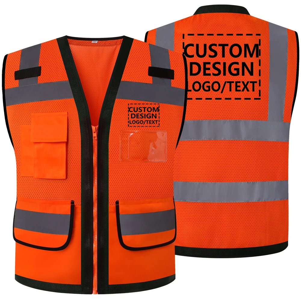 Chaleco de trabajo con logotipo personalizado para hombre, chaleco de alta visibilidad, chaqueta de trabajo, personalizado con logotipo y texto.
