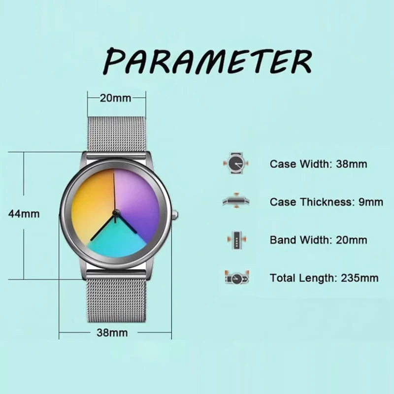 Nuevo y exclusivo reloj de mujer a la moda, informal, con esfera de color cambiante, de cuarzo, ultrafino de acero, para mujer, regalo especial