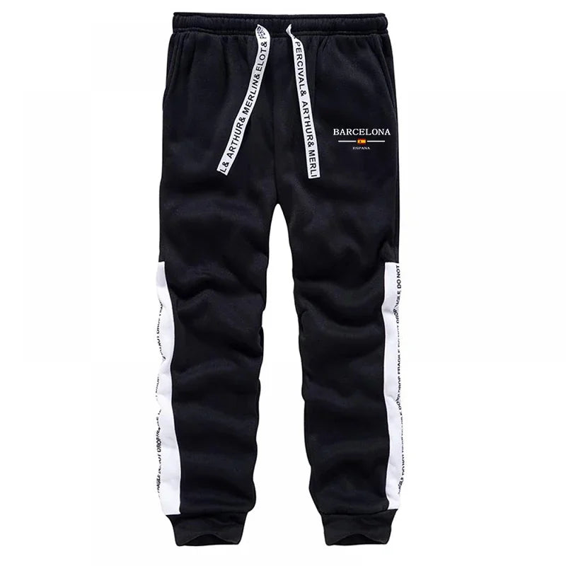Barcelona Mens Sweatshirt Sweatpants Autumn Winter Casual Sporty Jogger Set Urban Fashion Street Style Hoodie Sportswear