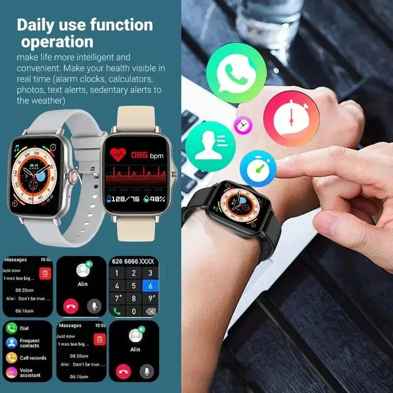 Smart Watch Android Phone 1.44'' Inch Color Screen Bluetooth Call Blood Oxygen/Pressure Monitoring Smart Watch Women Men