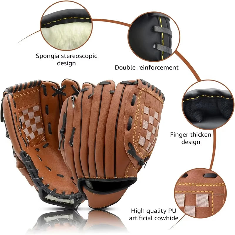 Guante de béisbol para deportes al aire libre, equipo de práctica de sóftbol, talla 9.5/10.5/11.5/12.5, para mano izquierda, para niños/adultos, hombres y mujeres, para entrenamiento