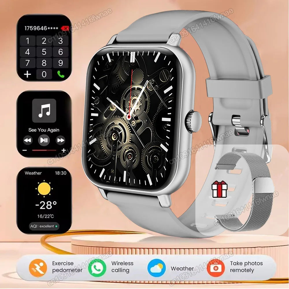 Smartwatch para Android IOS Relojes Pantalla HD de 2.01 pulgadas Llamada Bluetooth Alerta de Mensajes Música Modo Deportivo Smartwatch para Hombres Mujeres Regalo
