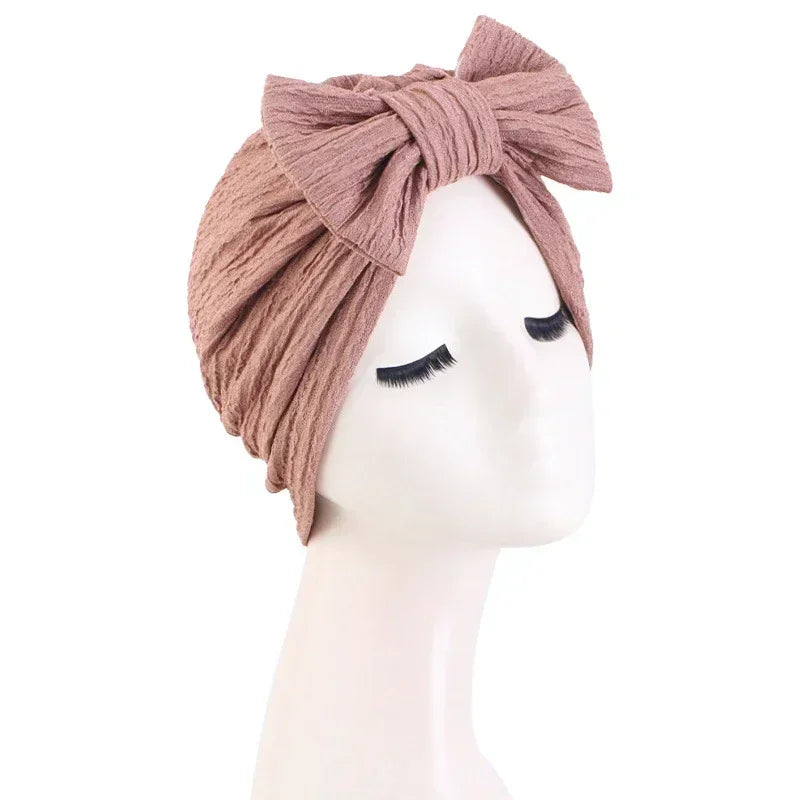 Sombrero turbante indio nuevo con nudo y lazo para mujer, hijab musulmán, pañuelo africano para la cabeza, gorro, gorro para pérdida de cabello, gorro de quimioterapia, pañuelos para la cabeza