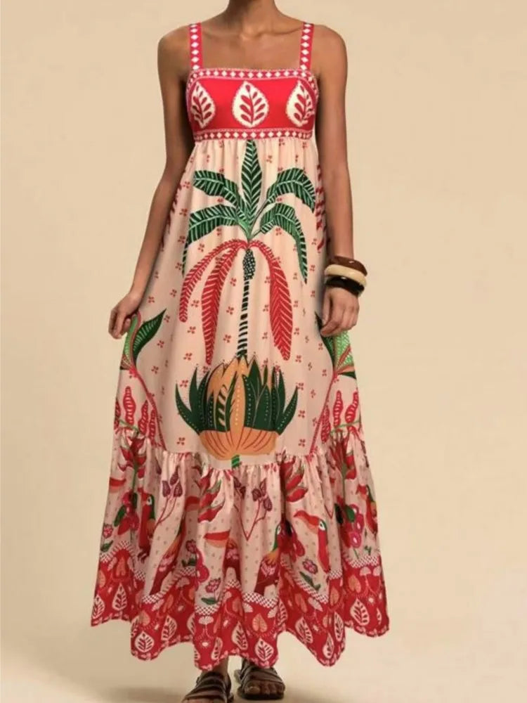 Vestidos estampados de moda casual de nueva llegada para mujer, elegantes, de verano, con tirantes finos, para vacaciones, fiesta, ropa femenina