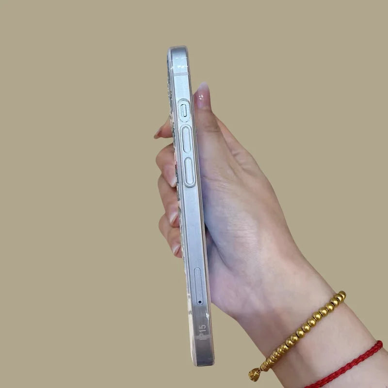Coque transparente à motif floral pour iPhone 16, 15, 13, 14, 12, 11 Pro Max, 15, 14, 16 Plus, souple et résistante aux chocs