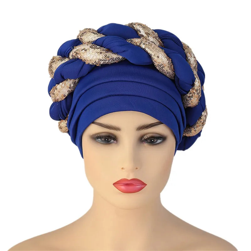 Sequin Braid African Turban