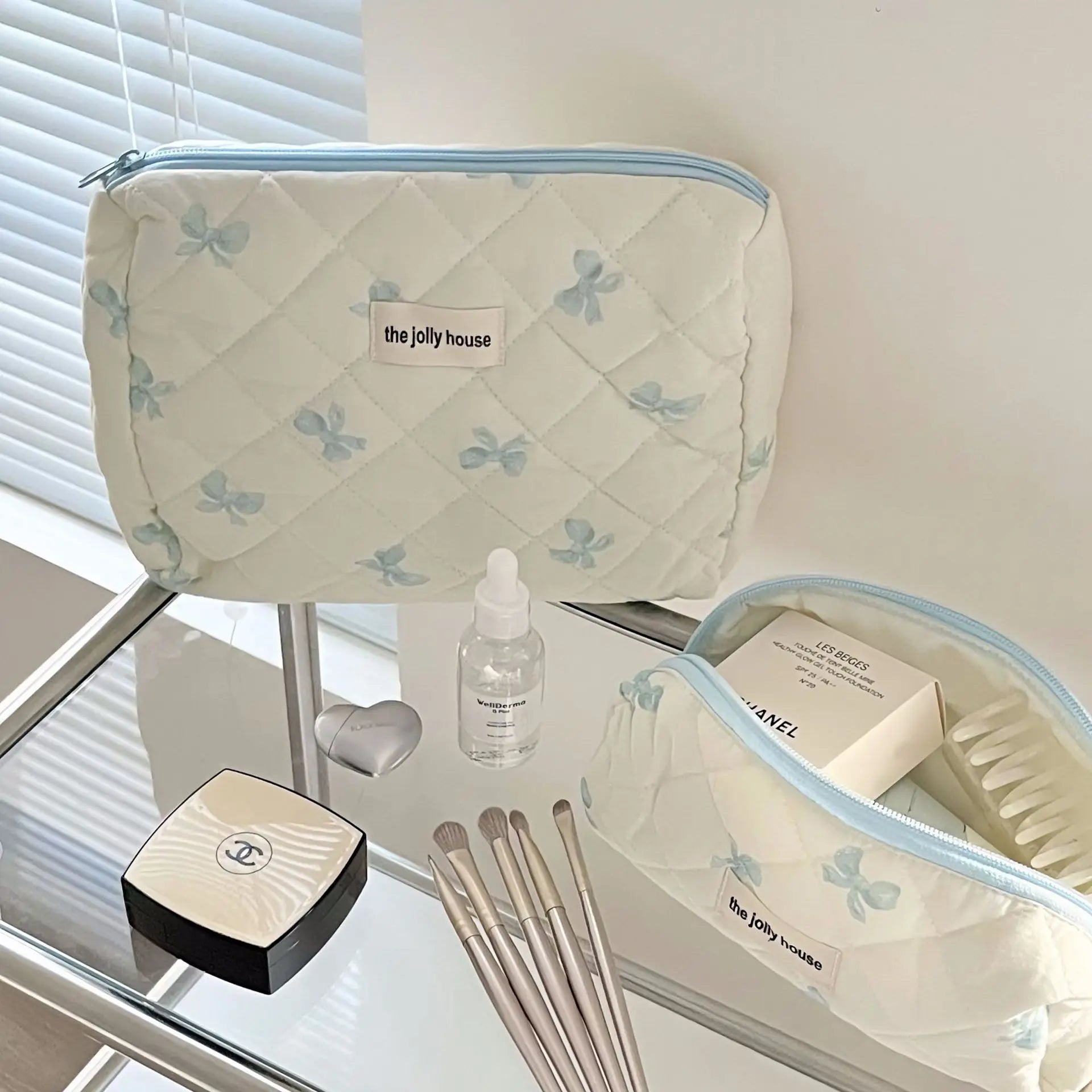 Bolsa de cosméticos para mujerBolsa de viaje para artículos de aseo Bolsa de maquillaje con lazo Bolsa de almacenamiento de maquillaje de moda Neceser organizador de bolso Kosmetiktasche