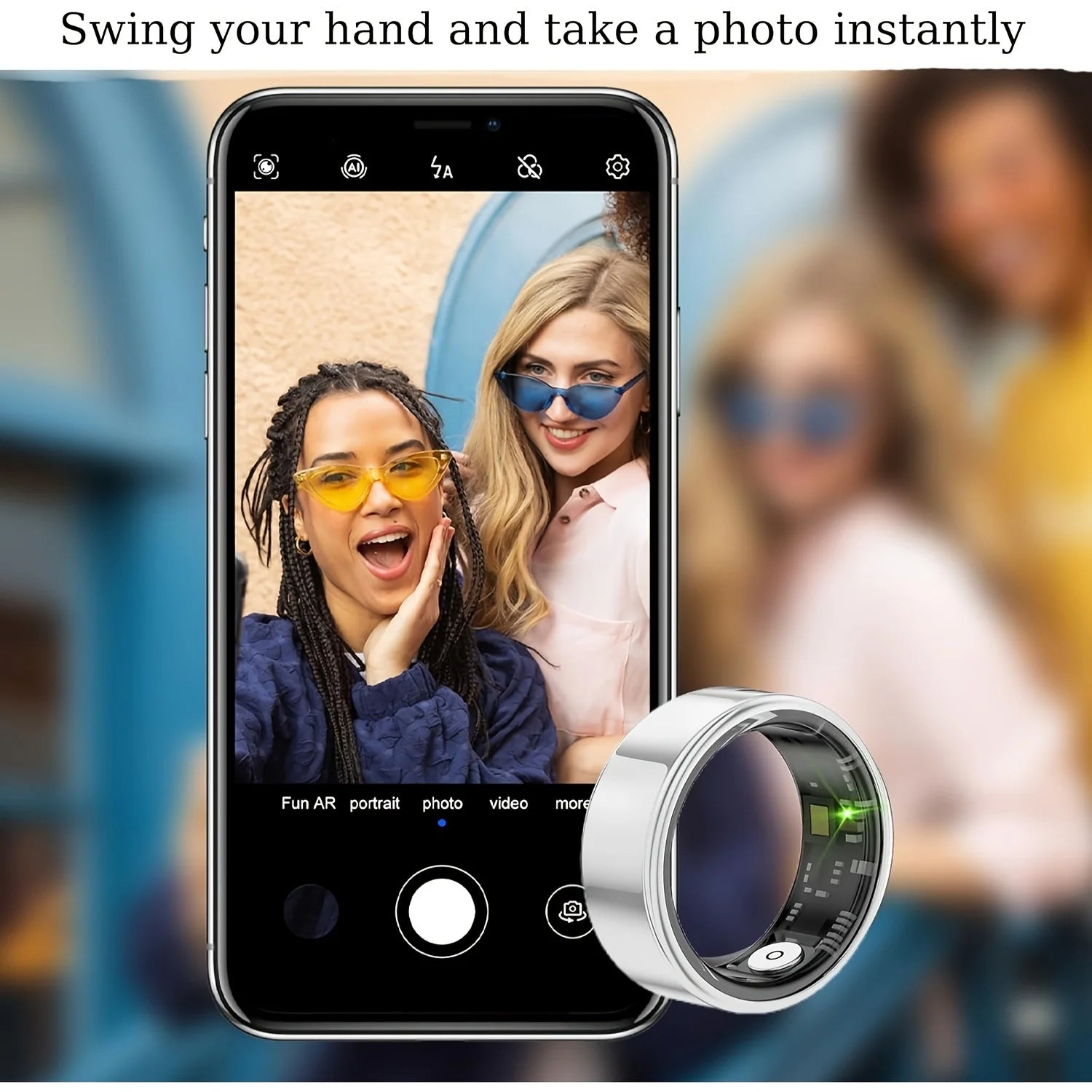 Anillo inteligente, seguimiento del sueño, monitoreo de movimiento, compatible con iPhone y Android, regalo inteligente, adecuado para mujeres y hombres