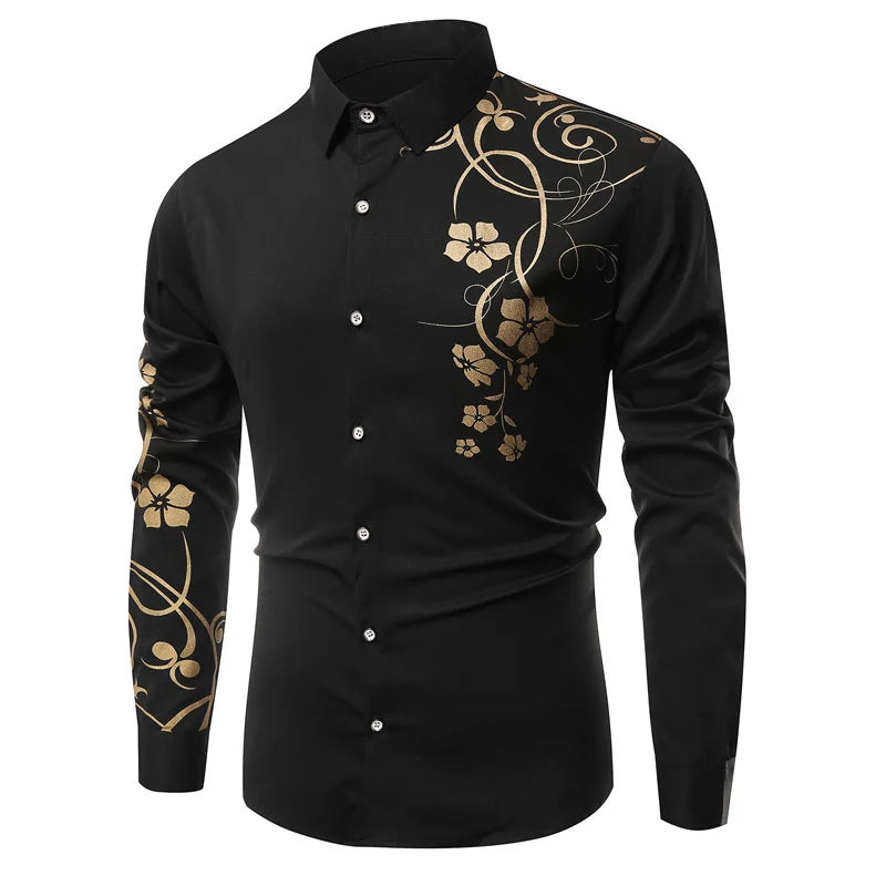 Men's fashionable long sleeved shirt, men's digital printed shirt