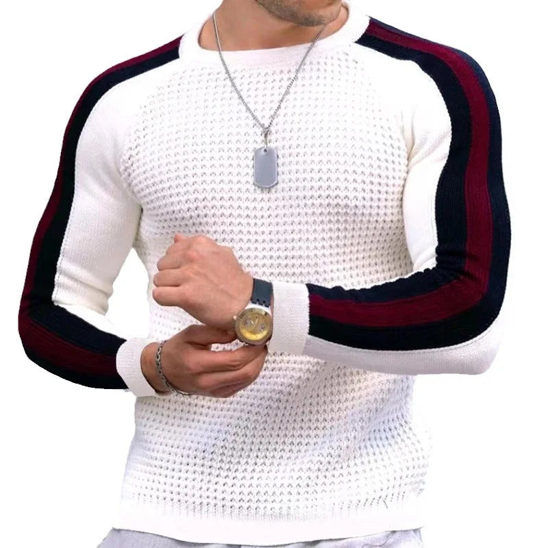 Fashionable Mens Casual Knitted Sweater Long Sleeved Round Neck Mens Sweater Knitted Pullover Men's Clothing