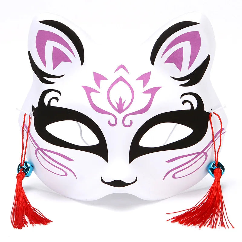 Máscara de conejo de estilo japonés, máscaras de media cara, zorros, conejo, accesorios de cosplay, máscaras de fiesta de disfraces de Halloween, máscara de anime para mujeres y hombres