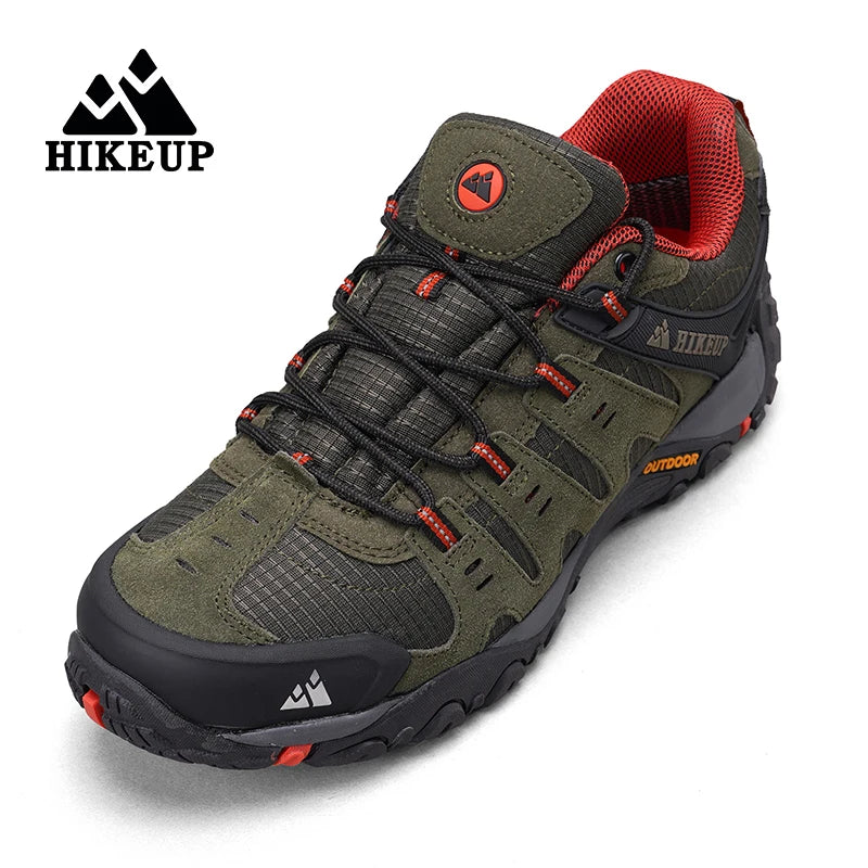 HIKEUP Zapatillas de senderismo para hombre de cuero de ante, calzado de exterior resistente al desgaste, zapatillas tácticas de trekking, senderismo y caza para hombre