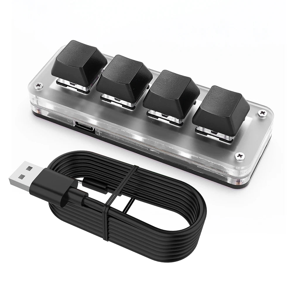 12 Keys 4 Knobs Mechanical Gaming Keyboard USB Wired/Bluetooth-Compatible Programming Macro Keyboard DIY Custom Hot-swap Keypad