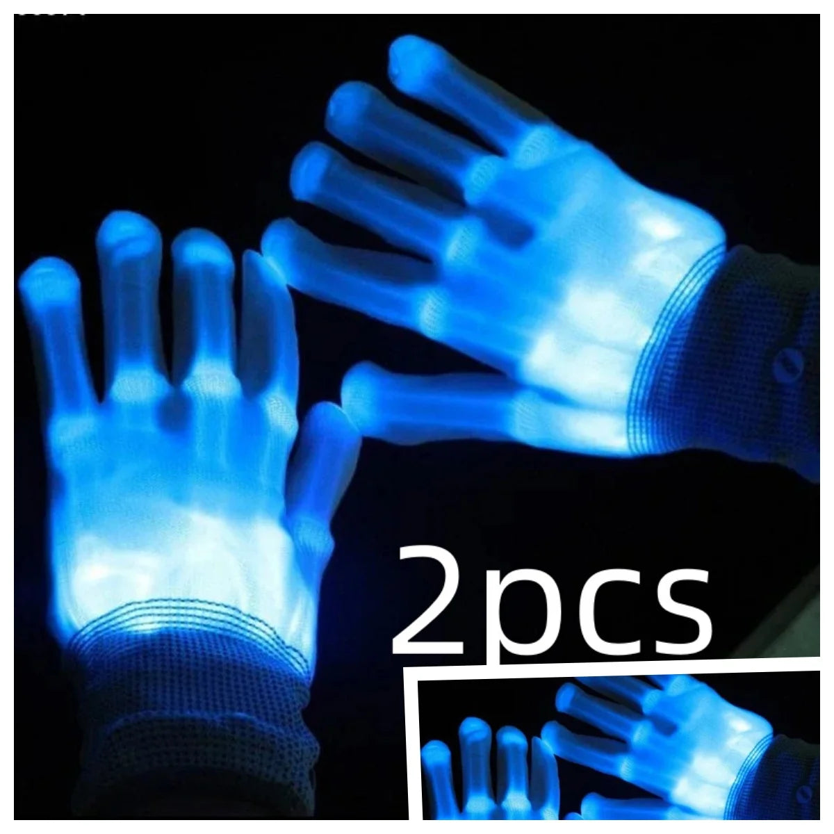 Guantes LED Neon Guantes Brillantes Fiesta de Halloween Accesorios de Luz Guantes Luminosos Parpadeantes de Calavera Suministros para Disfraces de Escenario