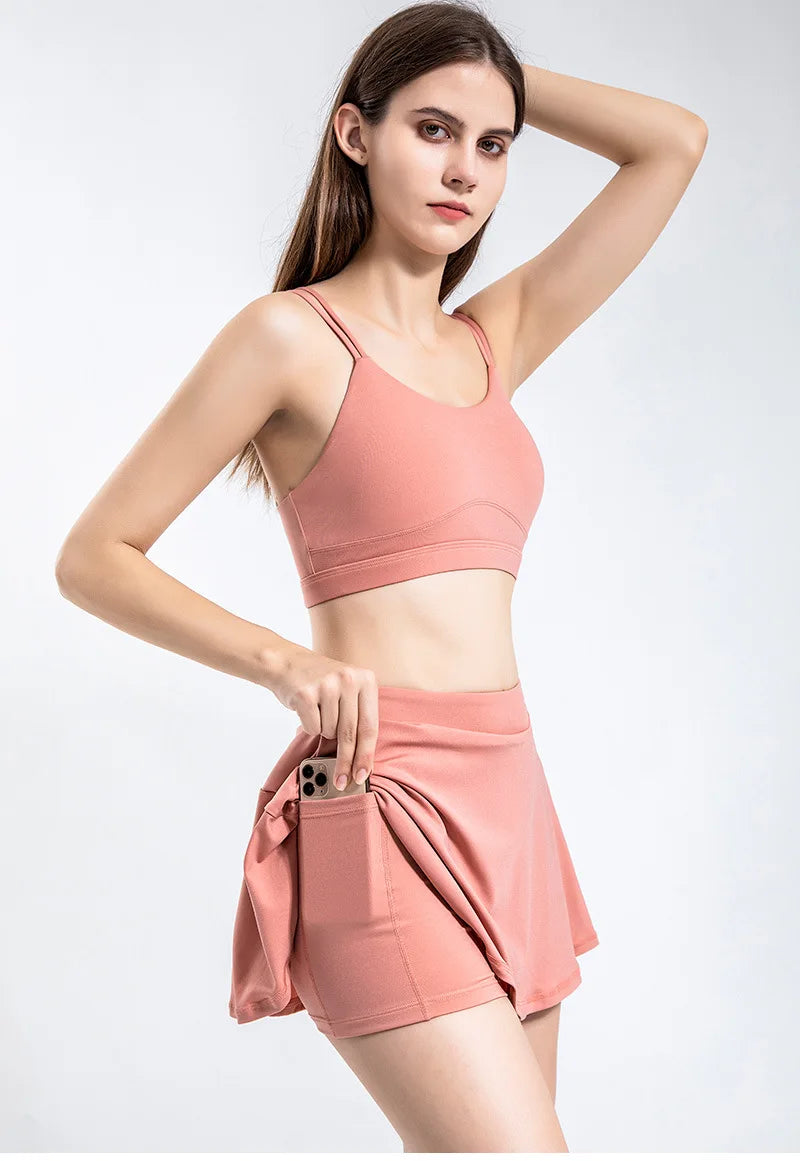 Shorts Skirts for Women High Waist Breathable Shorts Sweat Bras Security Sports Womens Skirts Gym Yoga Fitness Tennis Sportswear