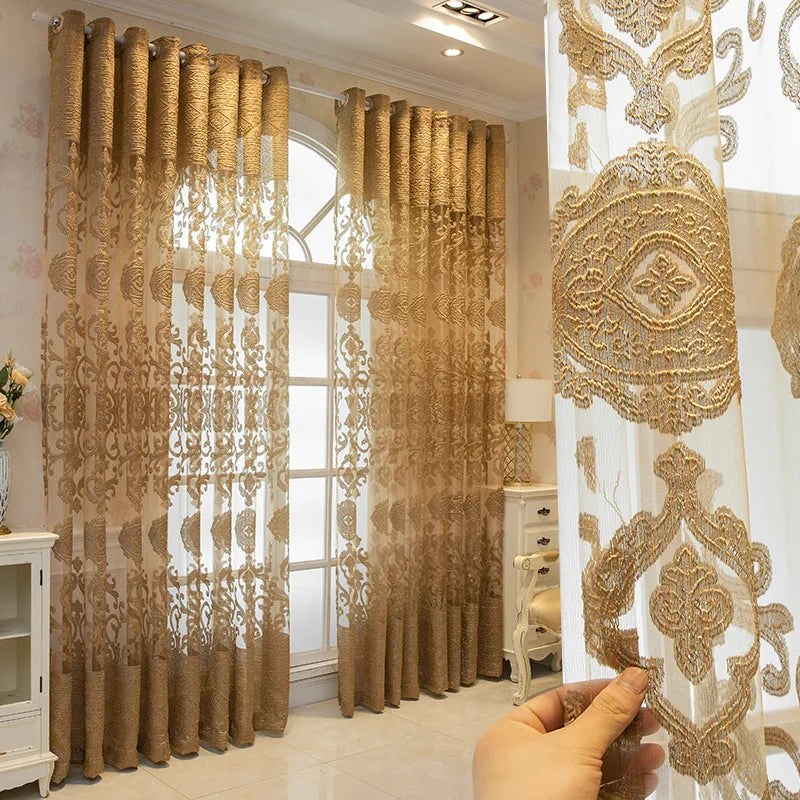Golden Minimalist Sheer Curtains