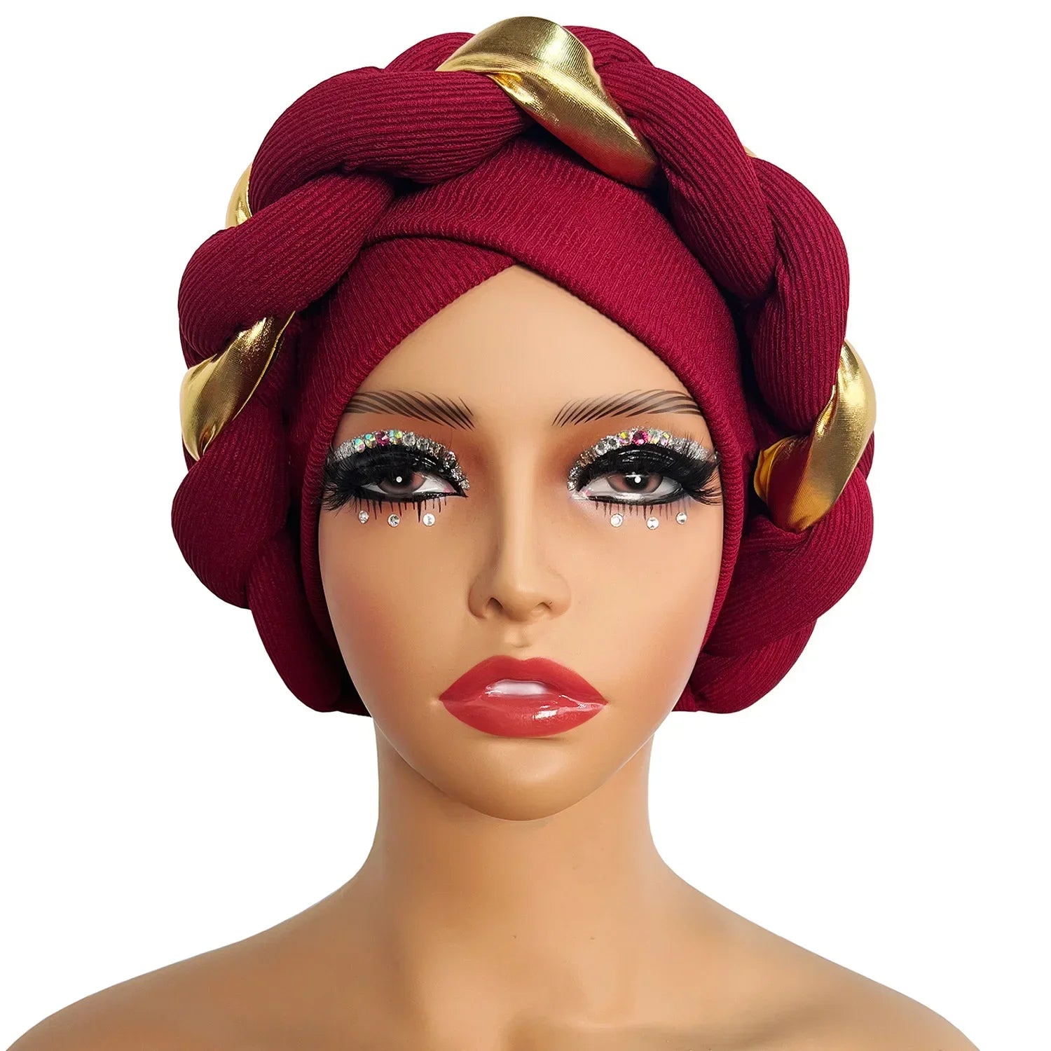 Moda Africana Turbante Africano Gorros Autogele Turbante para Mujer Envolturas de Cabeza Musulmanas Femeninas