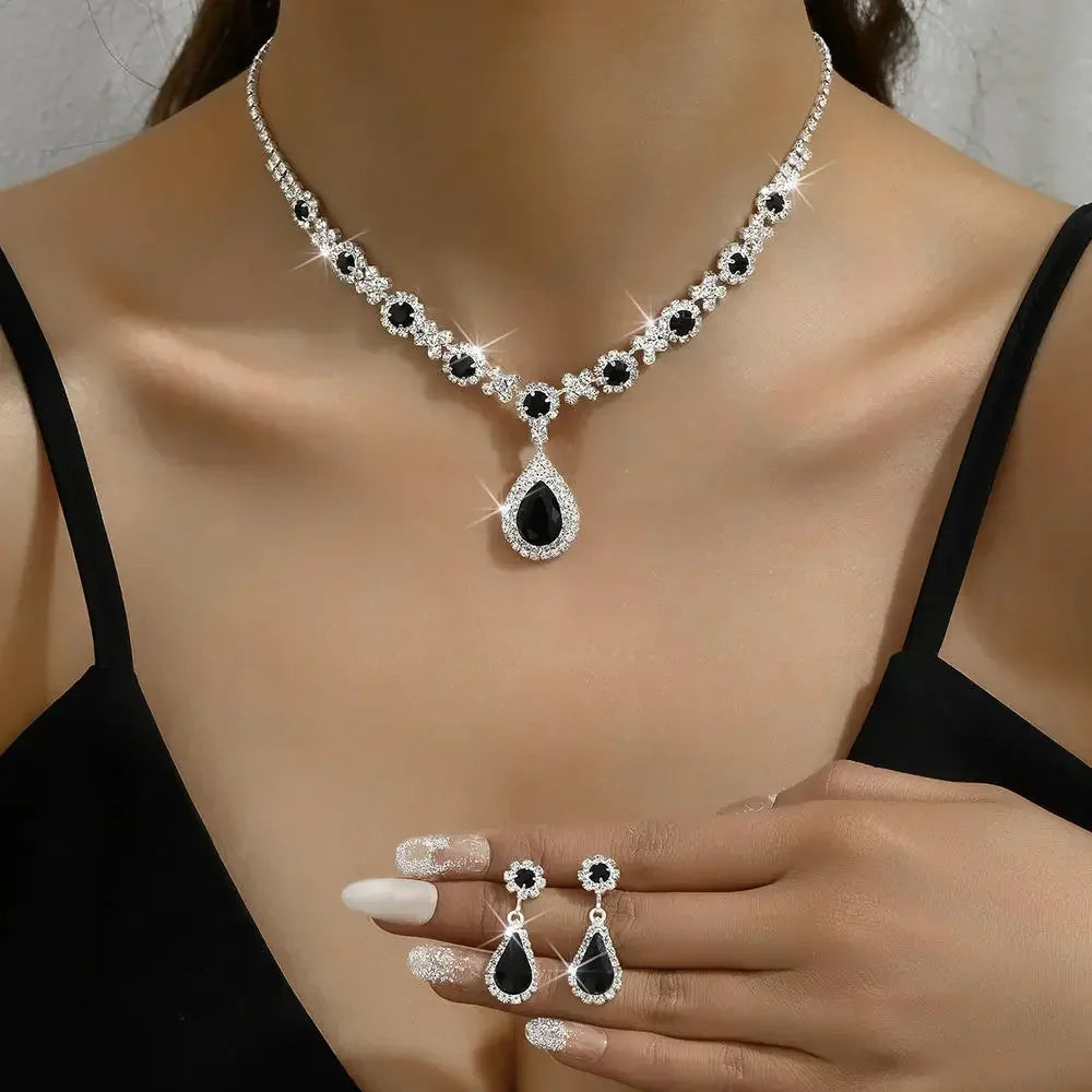 Elegante juego de joyas de diamantes de imitación – Atemporal, brillante y perfecto para cualquier ocasión