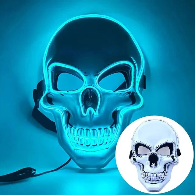 Máscara de Purificación de Halloween para Adultos Máscara de Terror de Calavera Iluminada por LED Máscara de Luz Fría de Rol para Baile de Disfraces